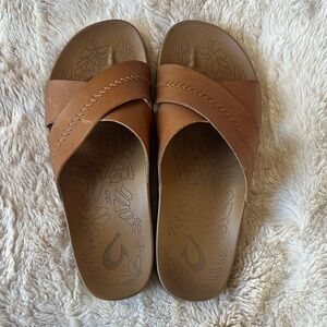 OluKai Tan Slide Sandals
